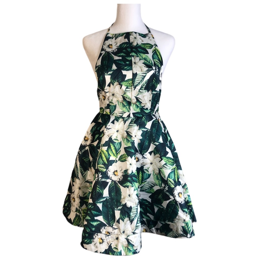 Haoduoyi Tropical Floral Halter Dress Fit & Flare